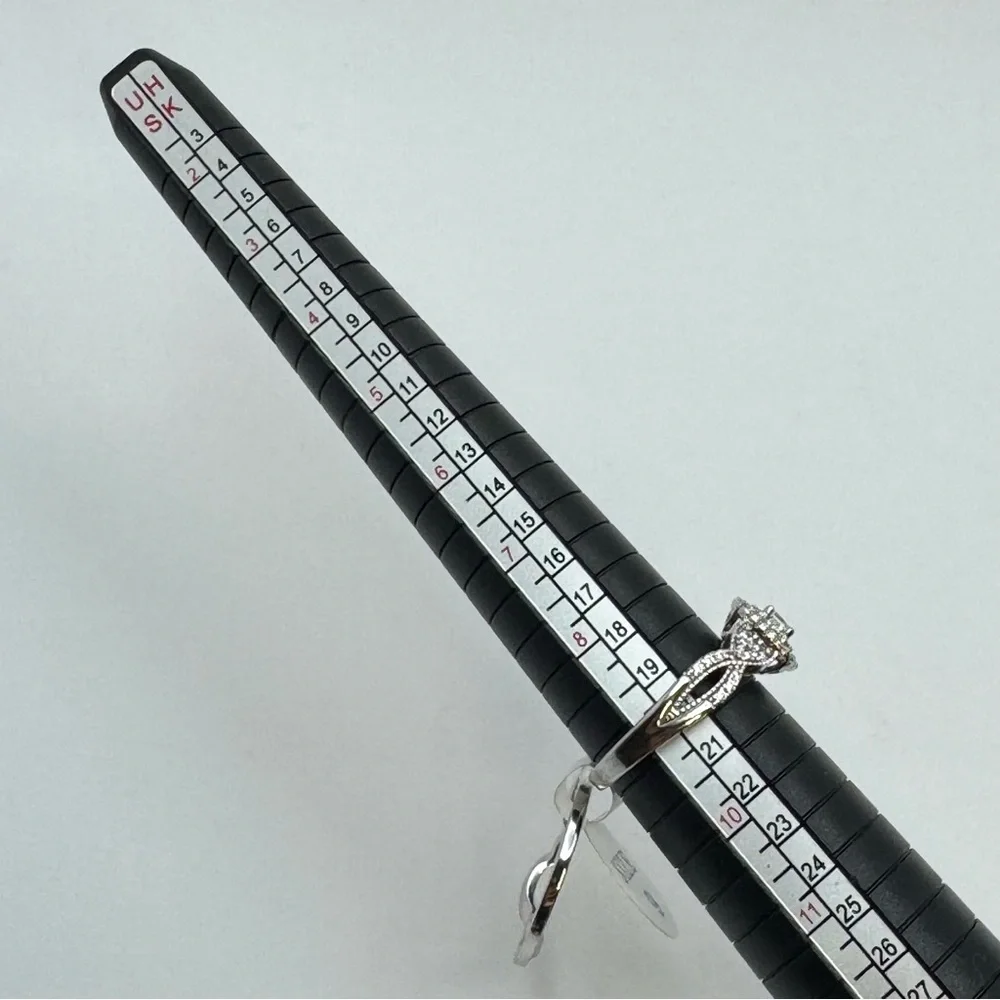 Sterling Silver CZ Double Band Halo Engagement Style Ring Size 9 New
